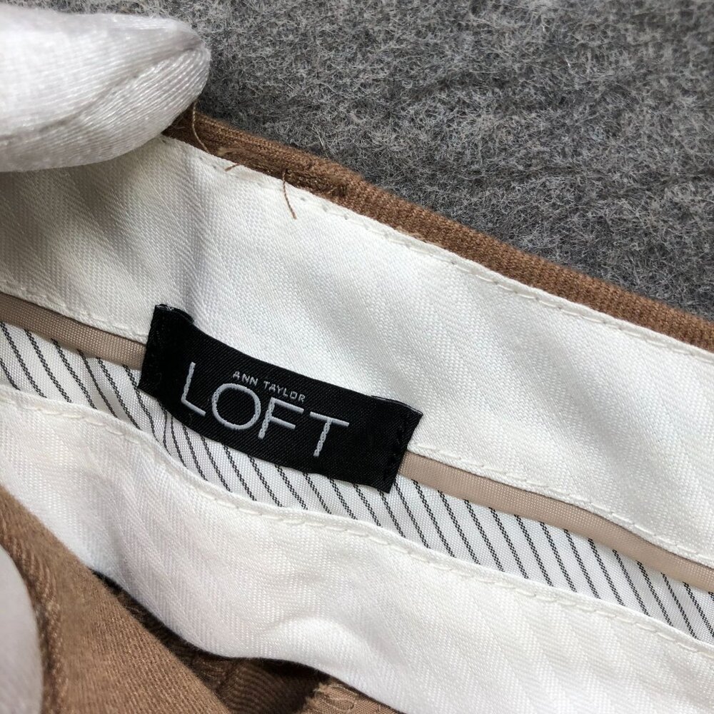 Loft Julie Trouser Dress Pants Womens 8 Tan Camel Wide Leg Twill Fall Winter - Picture 8 of 10